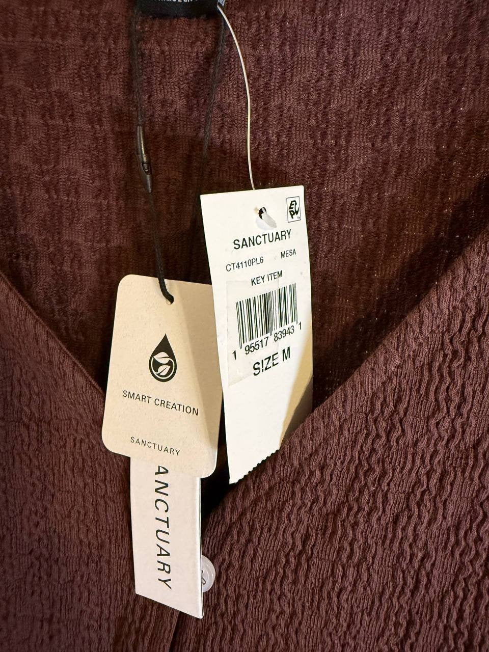 Sanctuary Vacation Textured Tie‑Front Button‑Up Tank – M – NWT