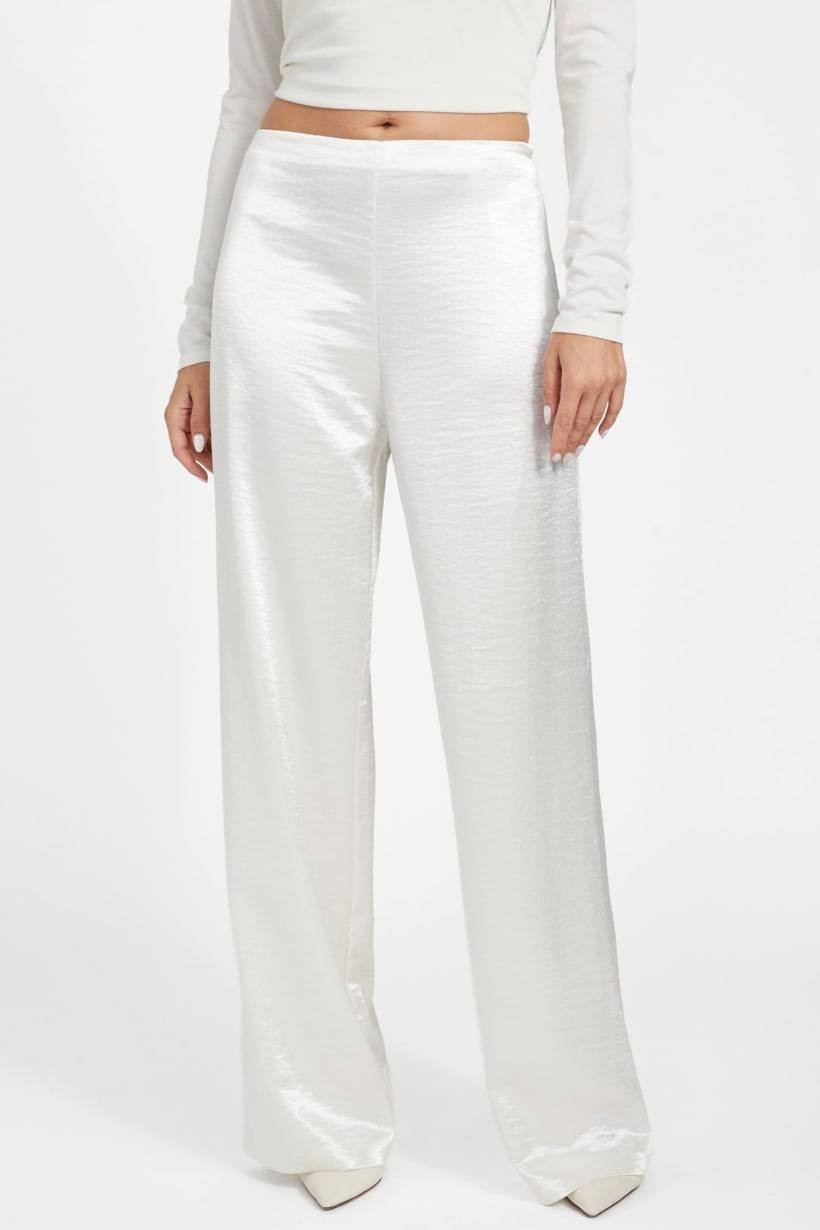 Guess Satin Wide Leg Pants White XS NWOT $139