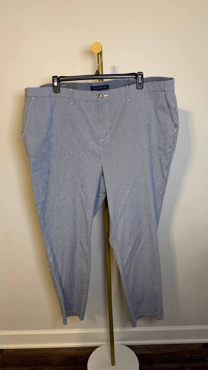 Tommy Hilfiger Plus Pinstripe Hampton Chino Pants Blue 24W NWT $89.50