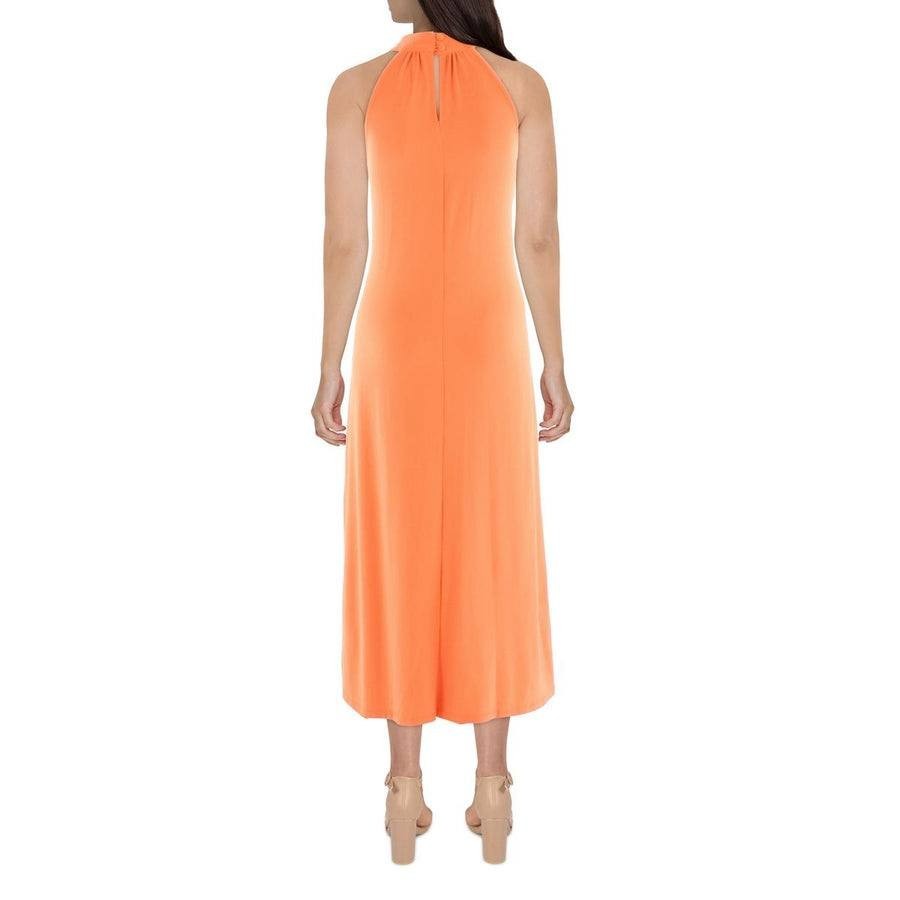Bar III Women’s Knit High‑Neck Maxi Dress – Orange – Size M – Good Condition