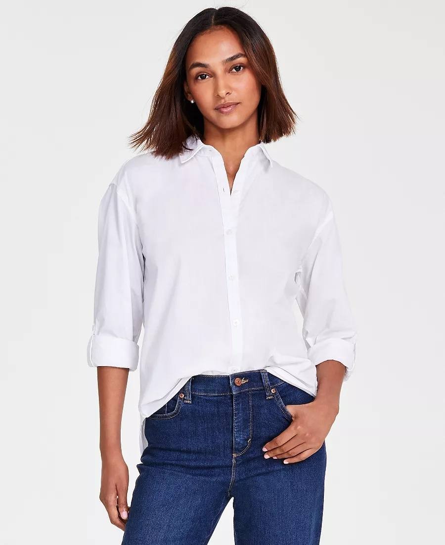 Gloria Vanderbilt Amanda Shirt L NWT White Button‑Front Top msrp$50