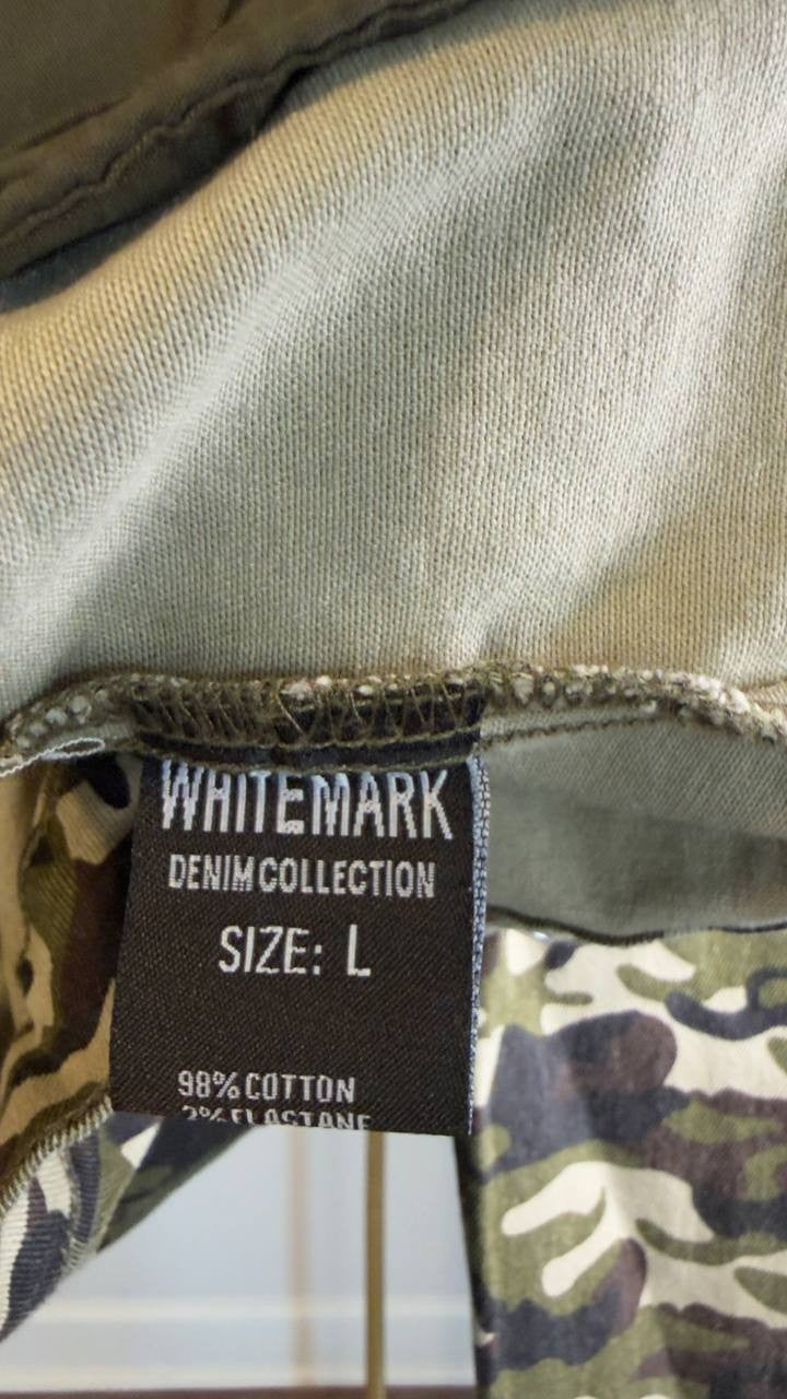 White Mark Women’s Camo Denim Jacket Green Army L NWT $68
