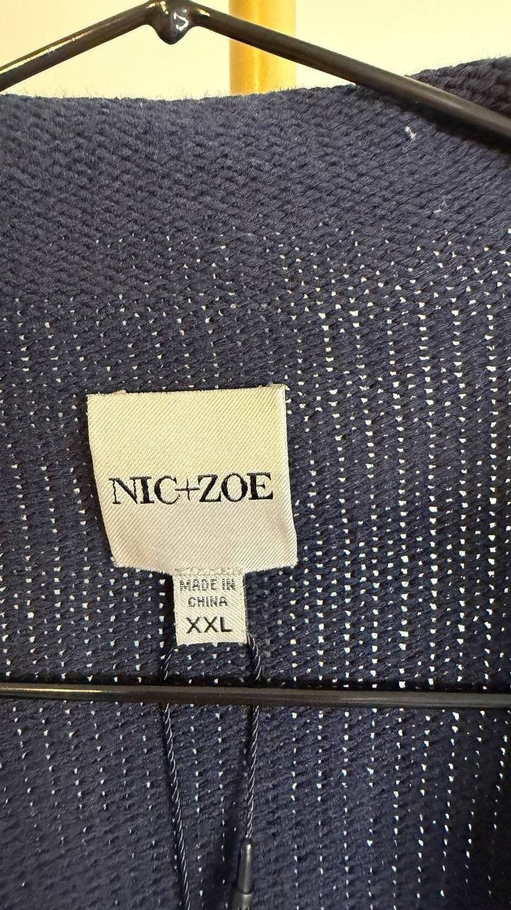 NIC+ZOE Plus Women’s Blanket Stitch Sweater Navy XXL $148 NWT