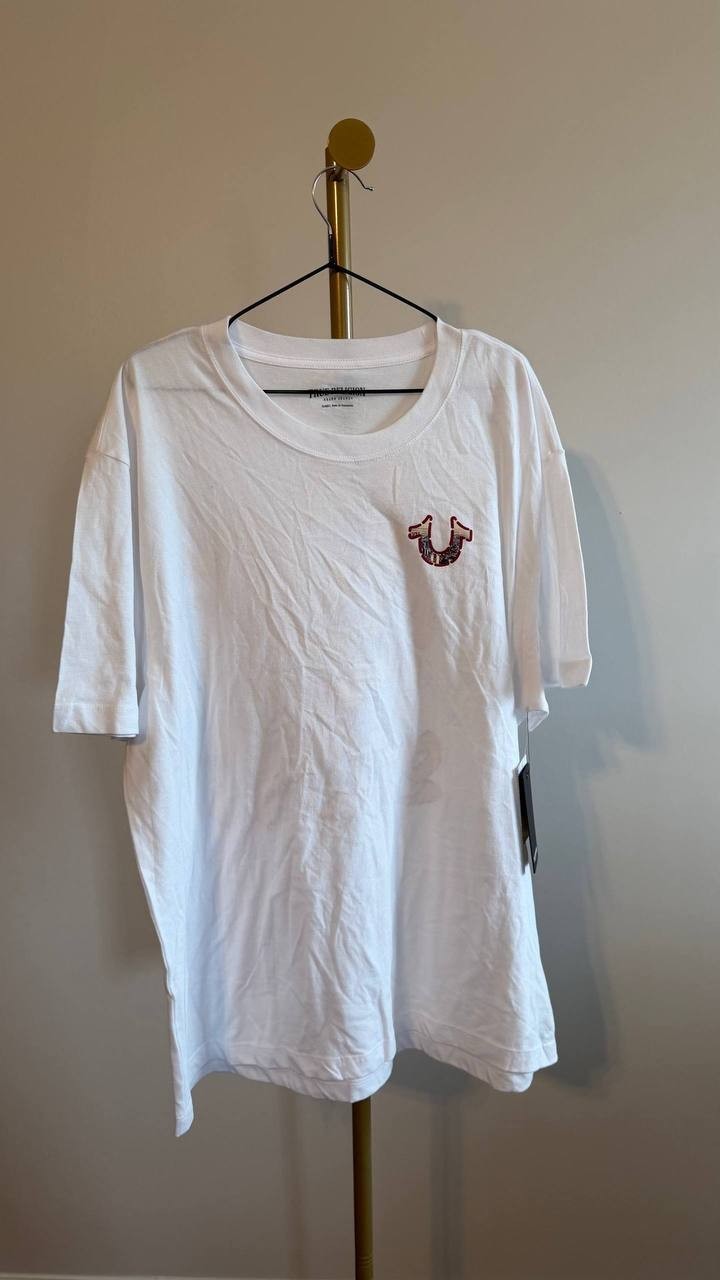True Religion Men’s Graffiti Puff Logo T‑Shirt White XL $59 NWT