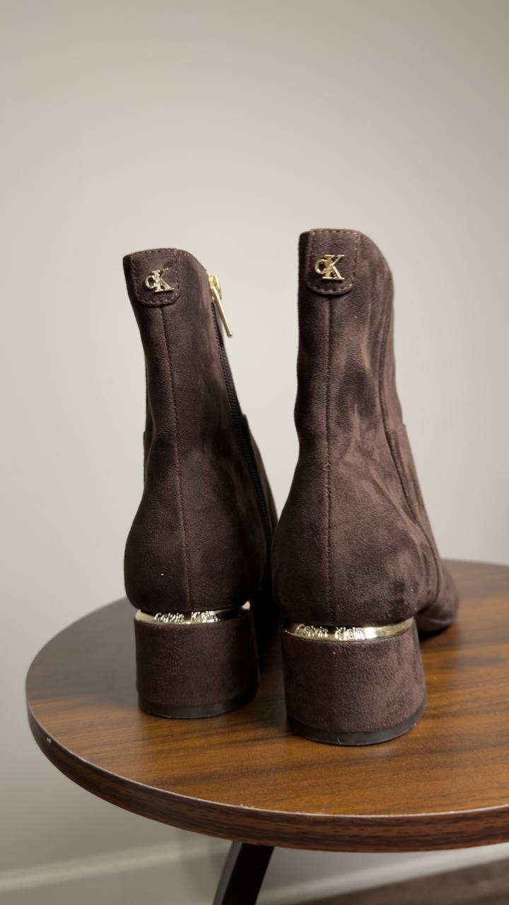 Calvin  Klein  Parry   Ankle  Booties  Brown  Man‑Made  5M  New  $129