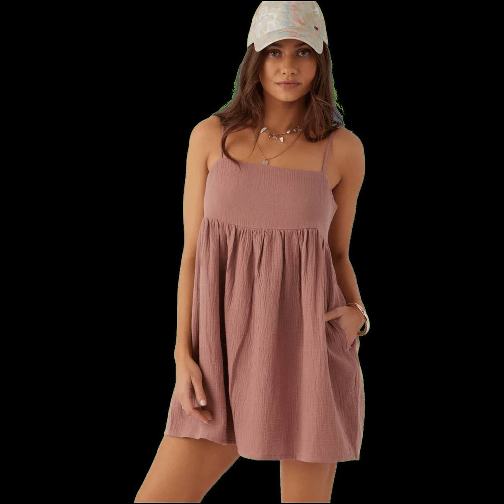 O’Neill Hadia Crinkle Double Gauze Mini Dress Burl Wood Size M NWT $59.50