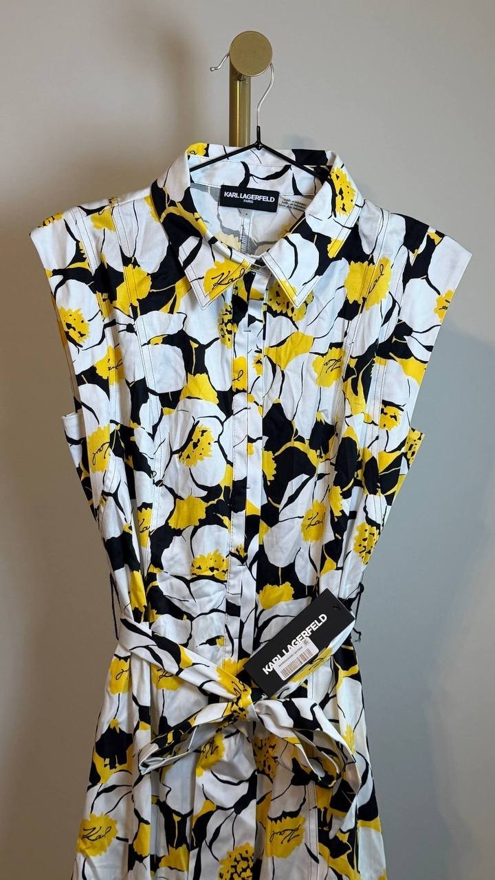 Karl Lagerfeld Paris Women’s Fit & Flare Floral Dress Yellow Size 6 NWT $159