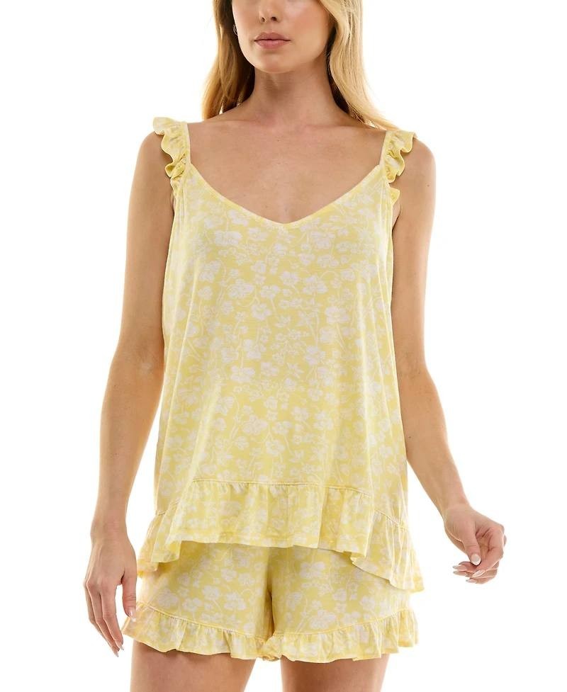 Roudelain Women’s Yellow Floral Ruffle Pajama Top – Size S – NWT –