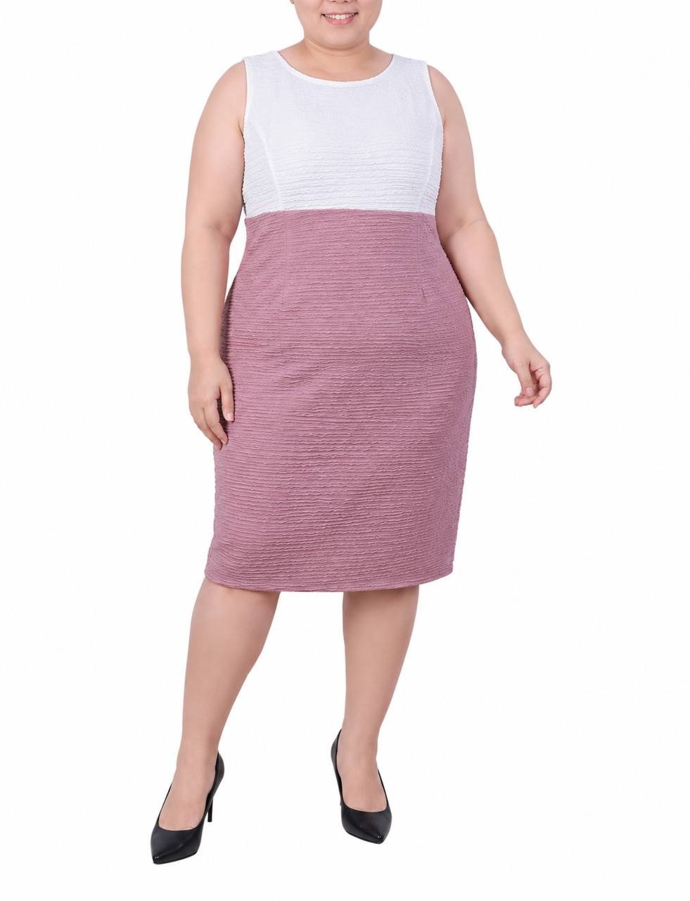 NY Collection Plus Size Sleeveless Knee‑Length Dress Blush 18W NWT