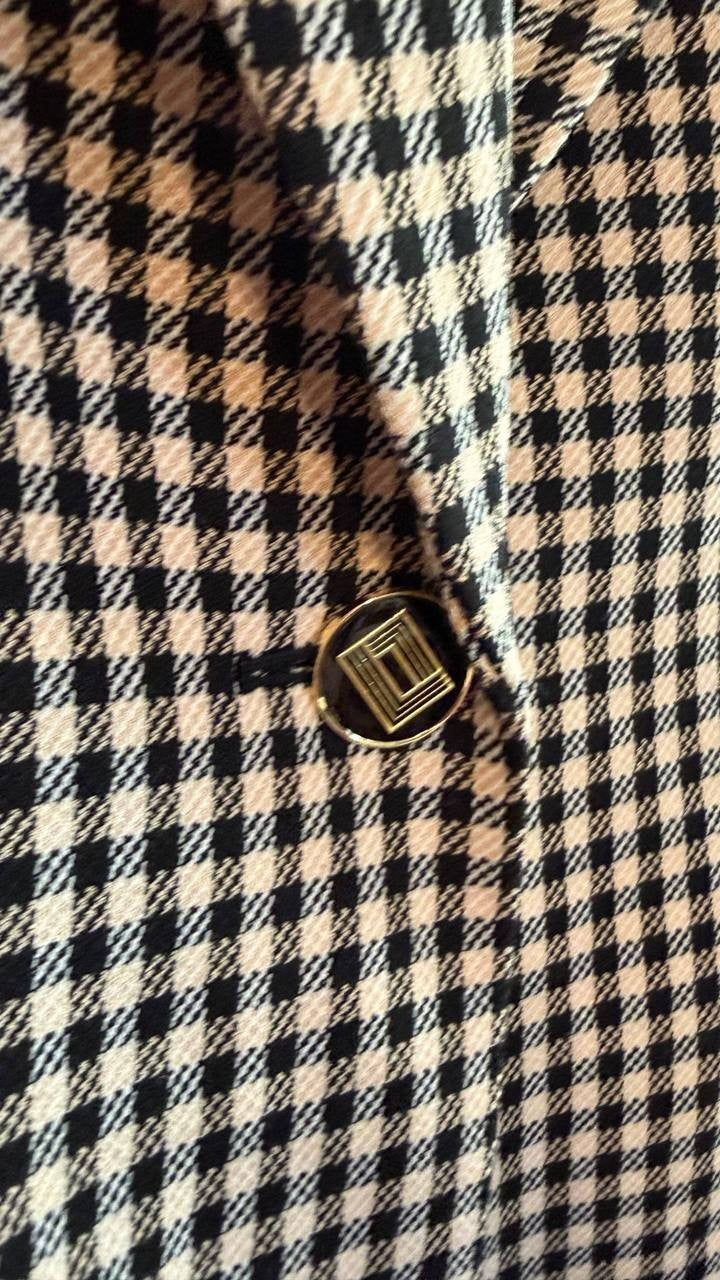 Karl Lagerfeld Paris Women’s Checkered One‑Button Blazer Black White 4 $199 NWT