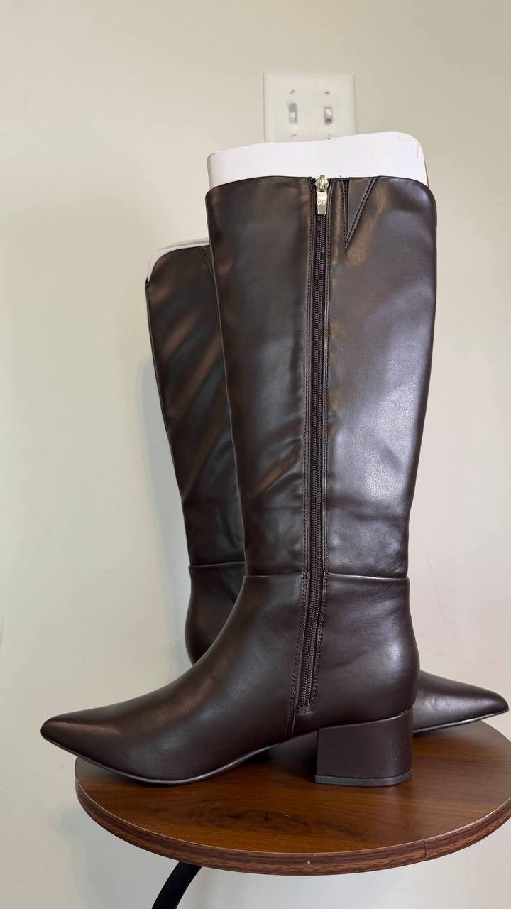 Marc Fisher Toe Tall Boots 10M Dark Brown Man‑Made New in Box MSRP $179