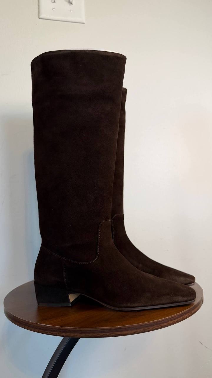 Steve Madden Dantelle Square Toe Knee High Boots Brown 6M Suede $179 NWB