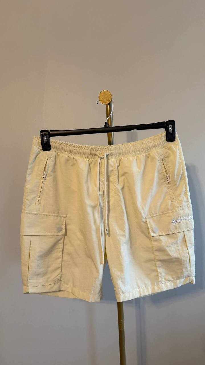 Agtawh All Good Things Are Welcome Here Men’s Cargo Shorts Beige L $74 NWT