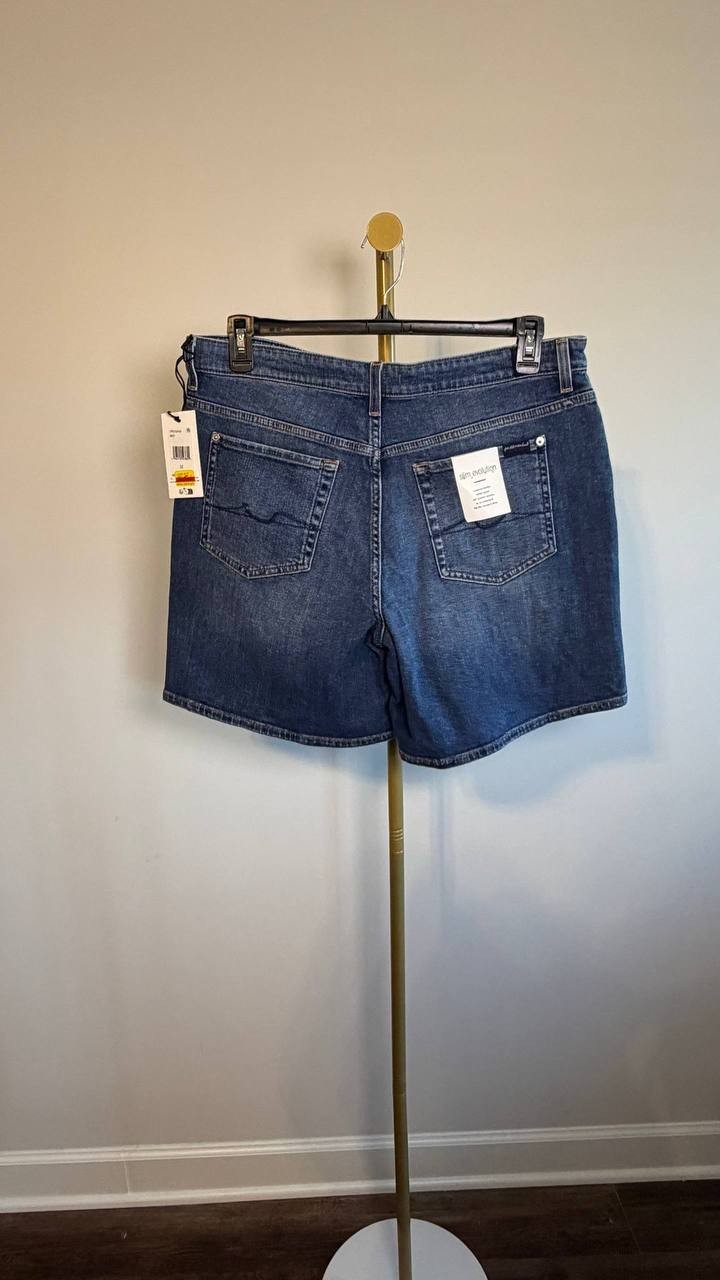 7 For All Mankind Mid Roll Denim Shorts Sea Star Dark Blue 32 NWT $88