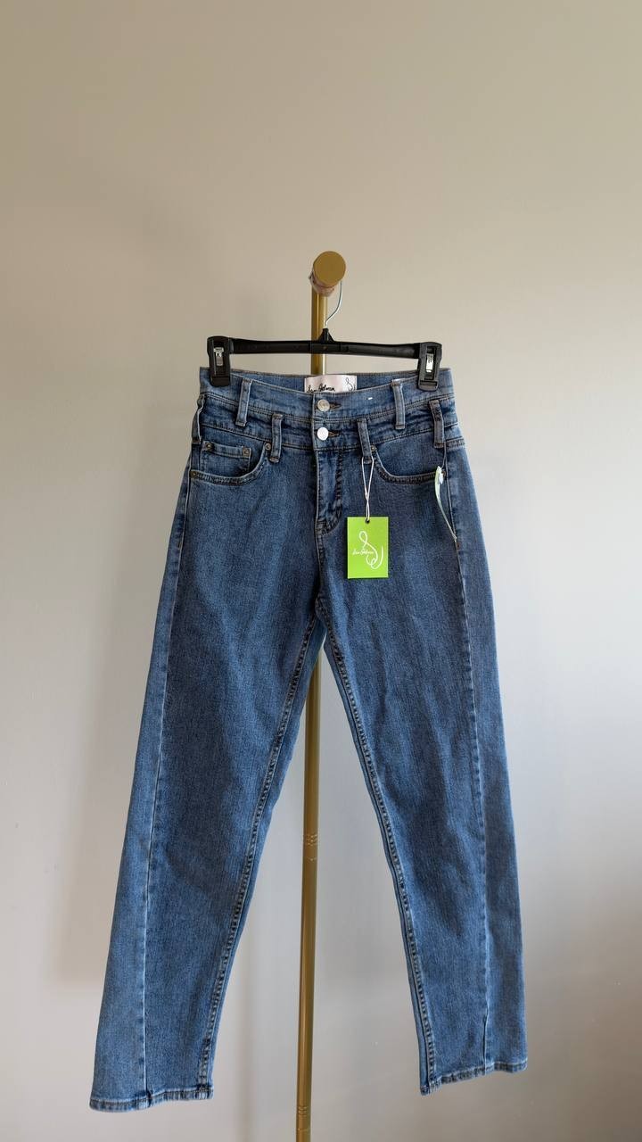 Sam Edelman Twisted-Seam Stovepipe Jeans Mid Wash Size 25 NWT $119