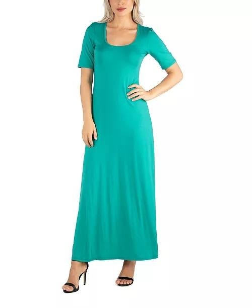 24seven Comfort Apparel Casual Maxi Dress Green XL NWT $57