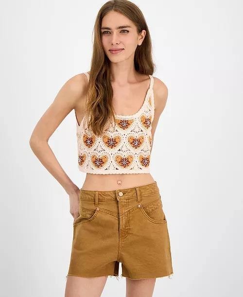 Avec Les Filles Cropped Crochet Heart Tank Top – Size XS – NWT