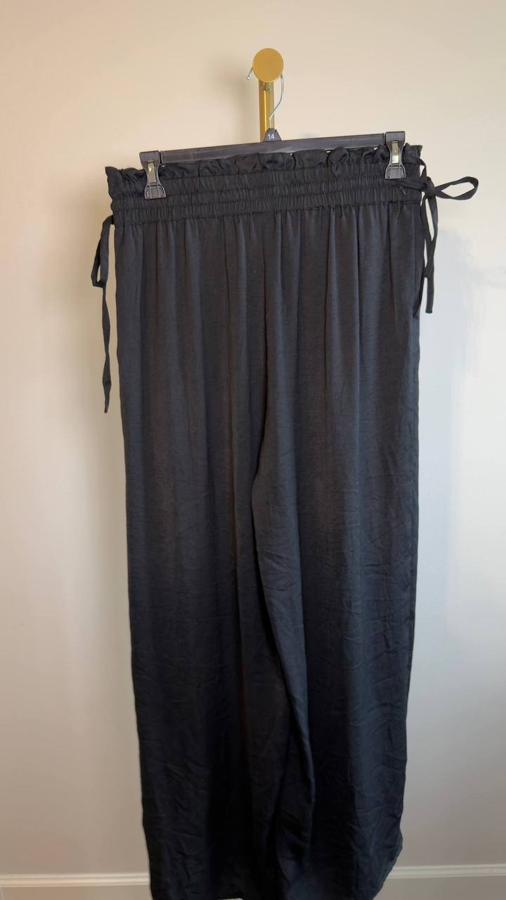 Red Carter Hammered Wide Leg Cover‑Up Pants Black L NWOT $82