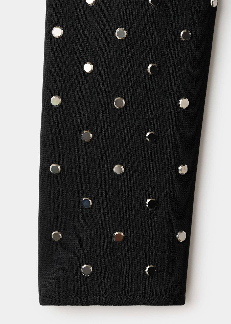 Mango Crystal Open-Back High-Collar Maxi Dress Black 6 NWOT $430