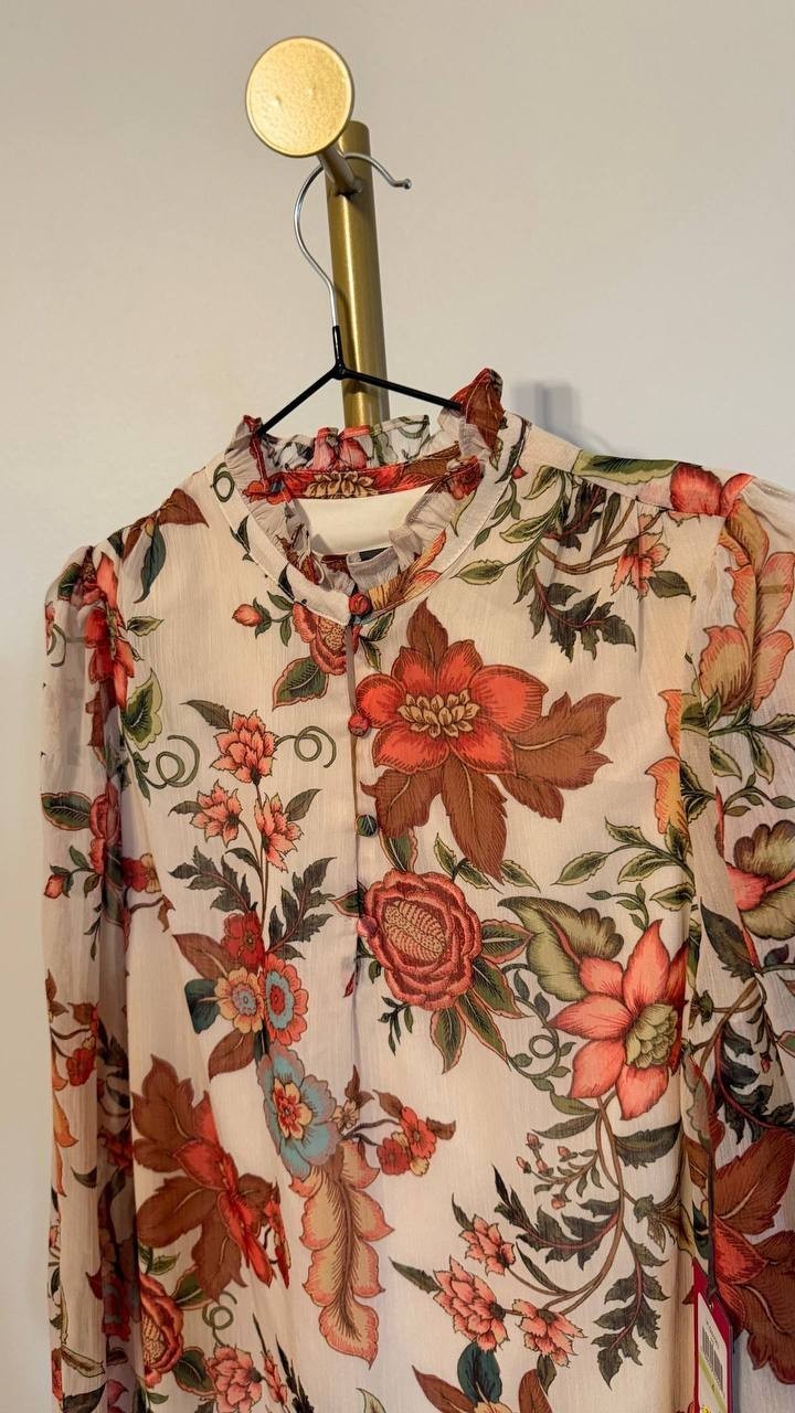 Vince Camuto Chiffon Printed Dress Multicolor 4 $148 NWT