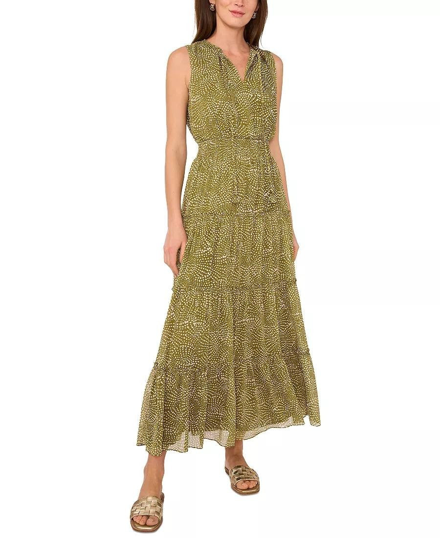 1.STATE Printed Sleeveless Dress Avocado Green M NWT Modern Chic Fresh msrp$99