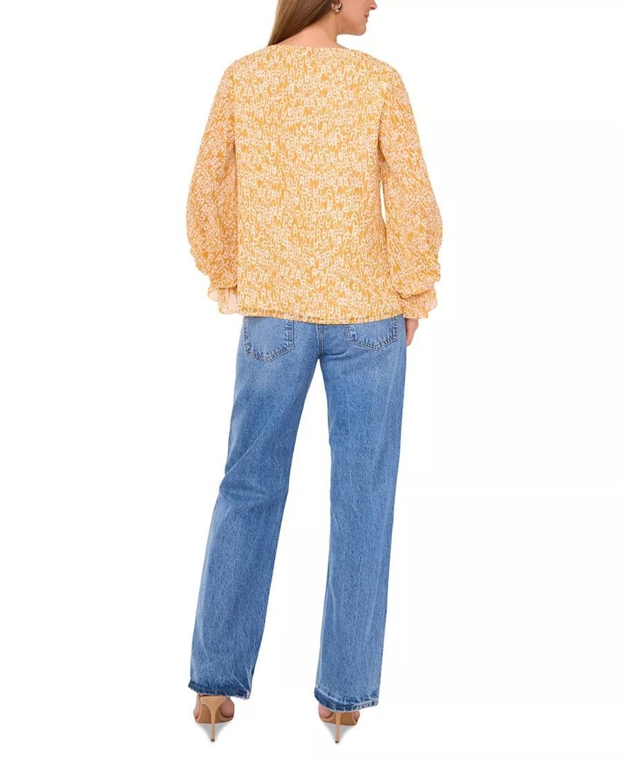Vince Camuto V‑Neck Balloon‑Sleeve Blouse– Orange– Size L – NWT – MSRP$79