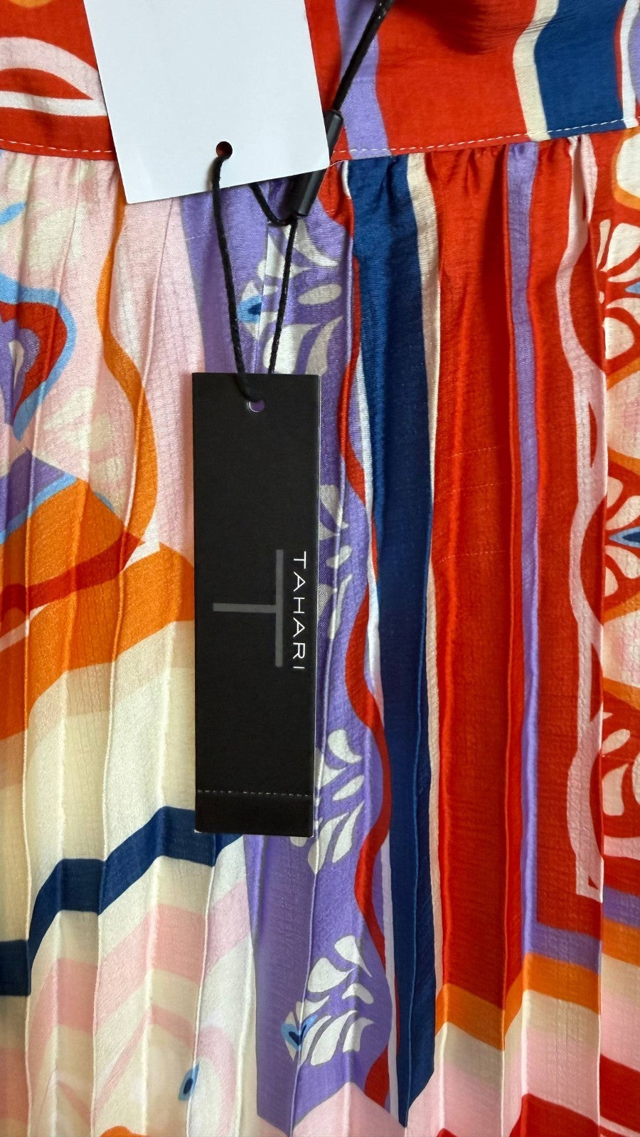T Tahari Women’s Printed Pleated Pull‑On Midi Skirt Como Tile Print $88 NWT