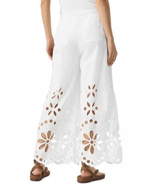Splendid Emma Eyelet Cotton Pants White Size M - Relaxed Straight Fit