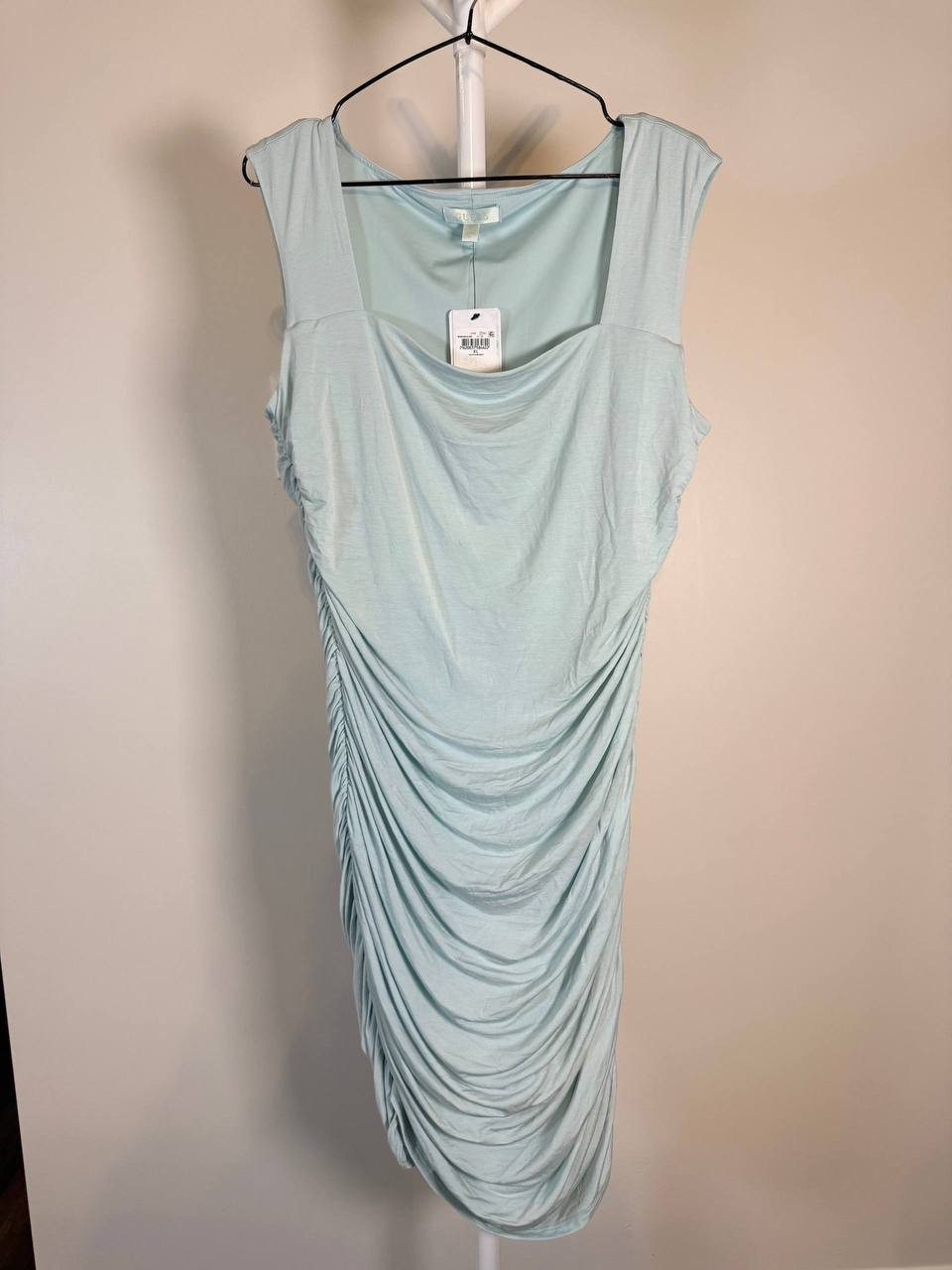 Guess Sleeveless Ruched Bodycon Mini Dress – Light Blue– Size XL – NWT –  $108