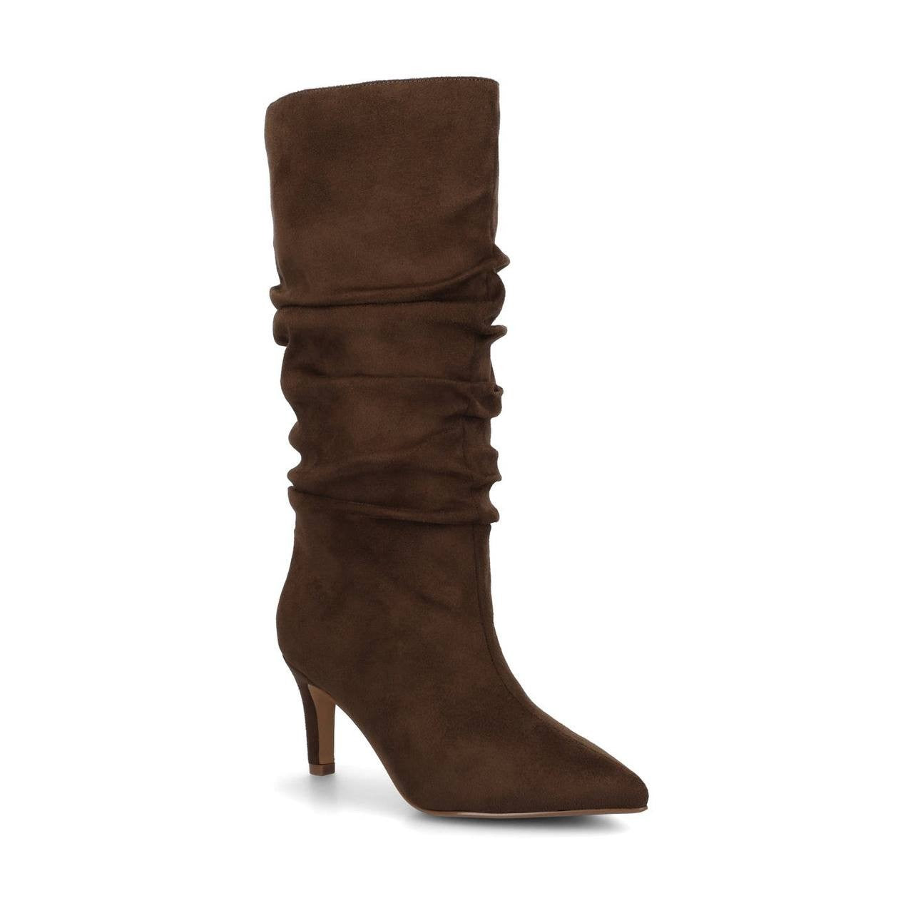 Journee Sonnet Slouchy Wide Calf Boots Chocolate 9M XWC Vegan Leather $79.99 NWB