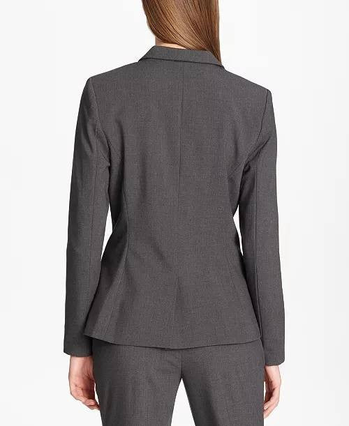 Calvin Klein Petite Gray One-Button Blazer 0P NWT Tailored Suit Jacket