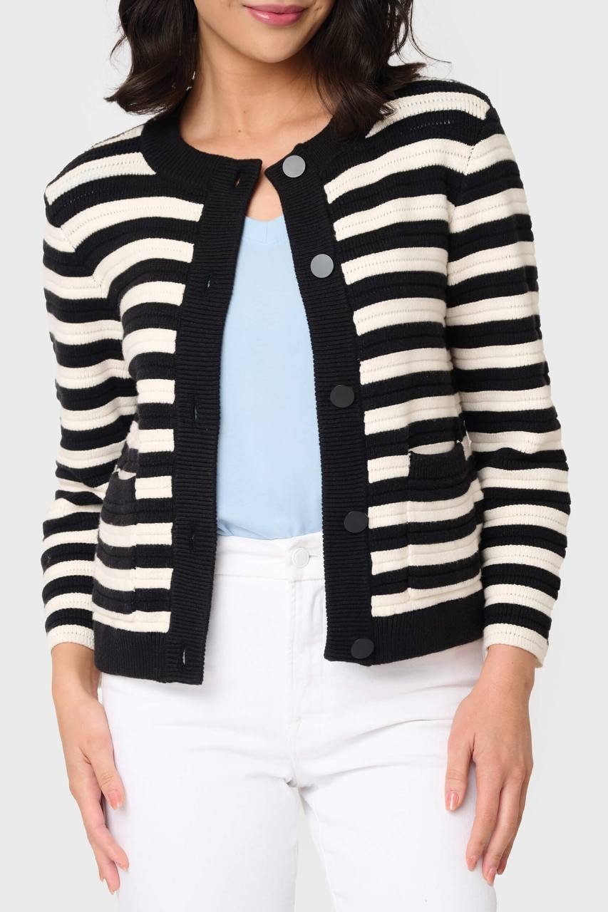 Sanctuary Knitted Lady Jacket White/Black Stripe S NWT $99