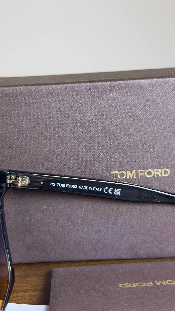 Tom Ford FT0764 Sabrina‑02 Geometric Sunglasses Shiny Black OS NWT $495