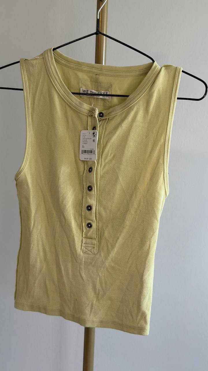 We The Free Jamie Henley Ribbed Tank Sicilian Yellow XS NWT $48