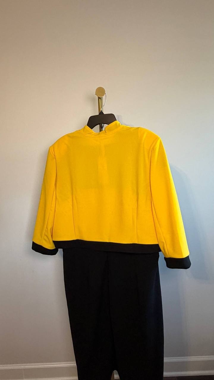 NY Collection 2‑Piece Colorblocked Dress Set Black Lemon 18W NWT $46.99