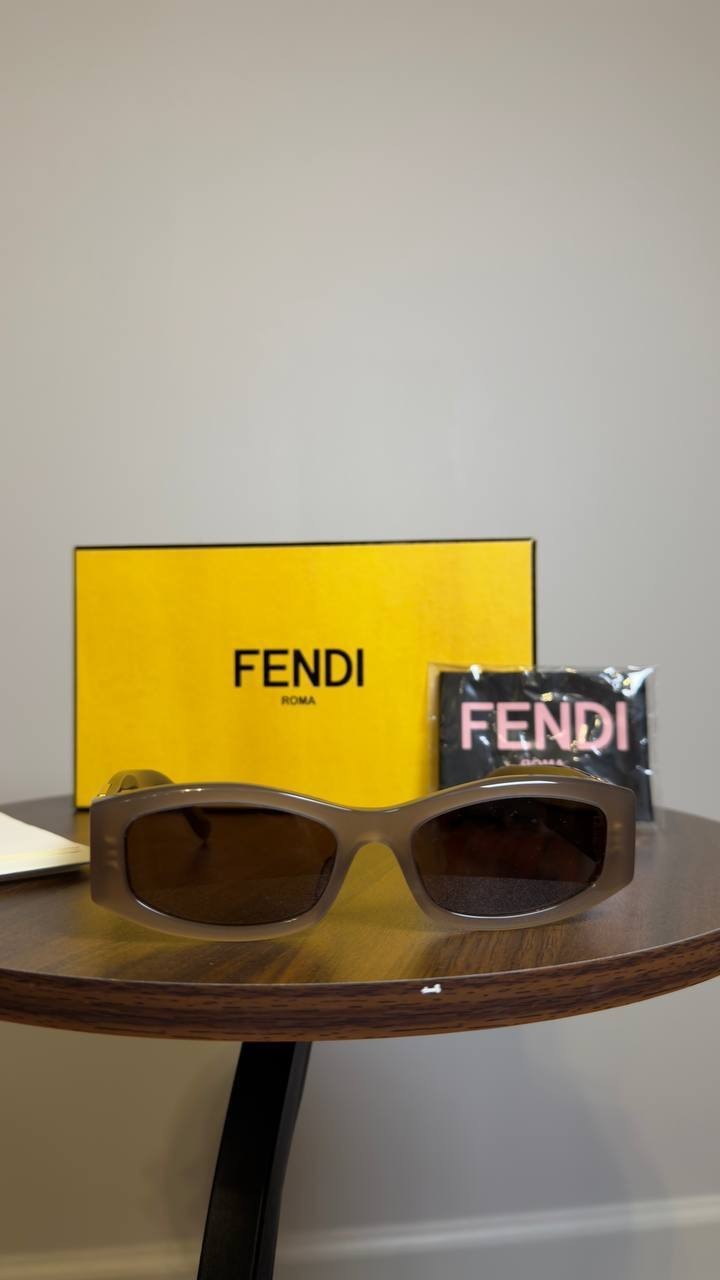 Fendi Rectangular Sunglasses Shiny Dark Brown OS NWOT $490.00