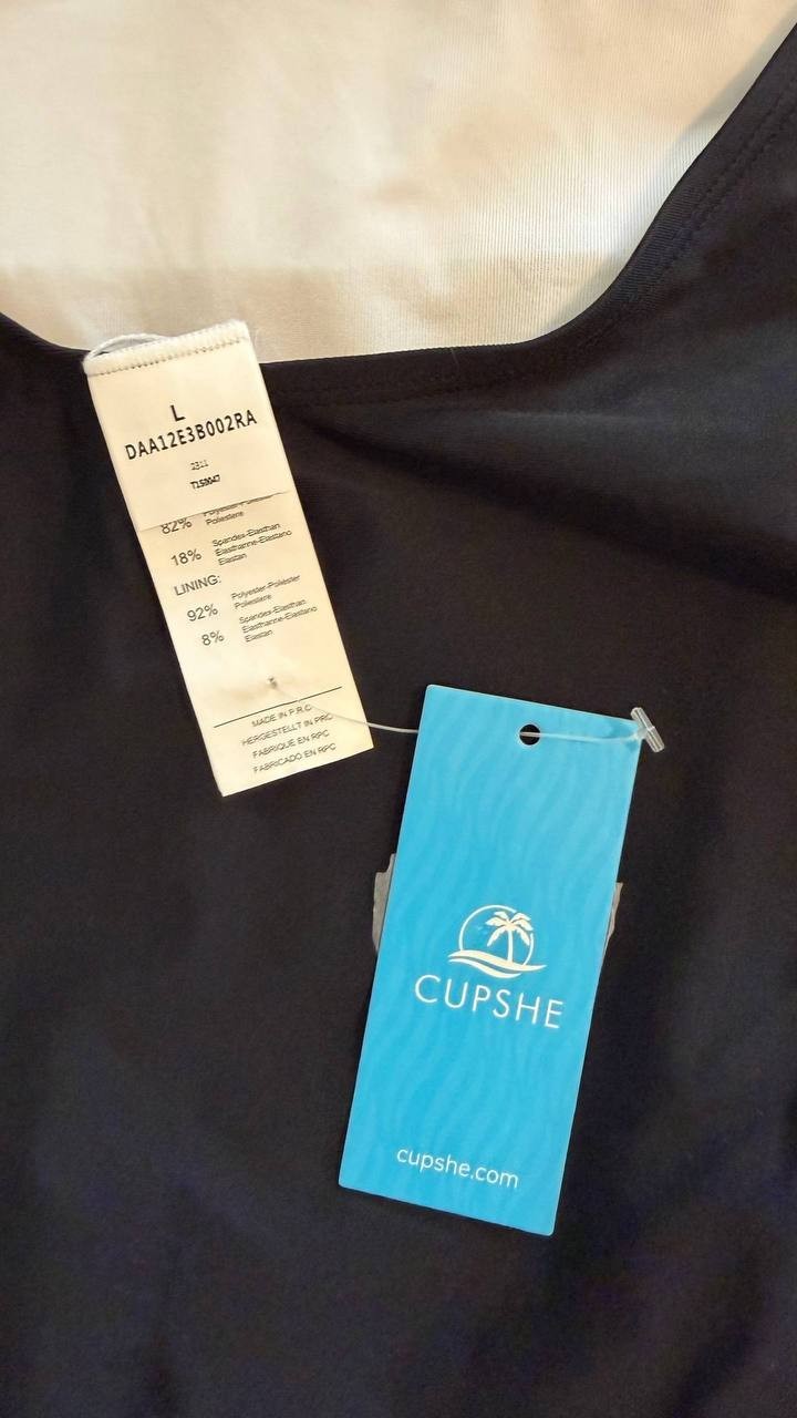 Cupshe Colorblock One‑Piece Swimsuit L NWT Black White Olive msrp$42