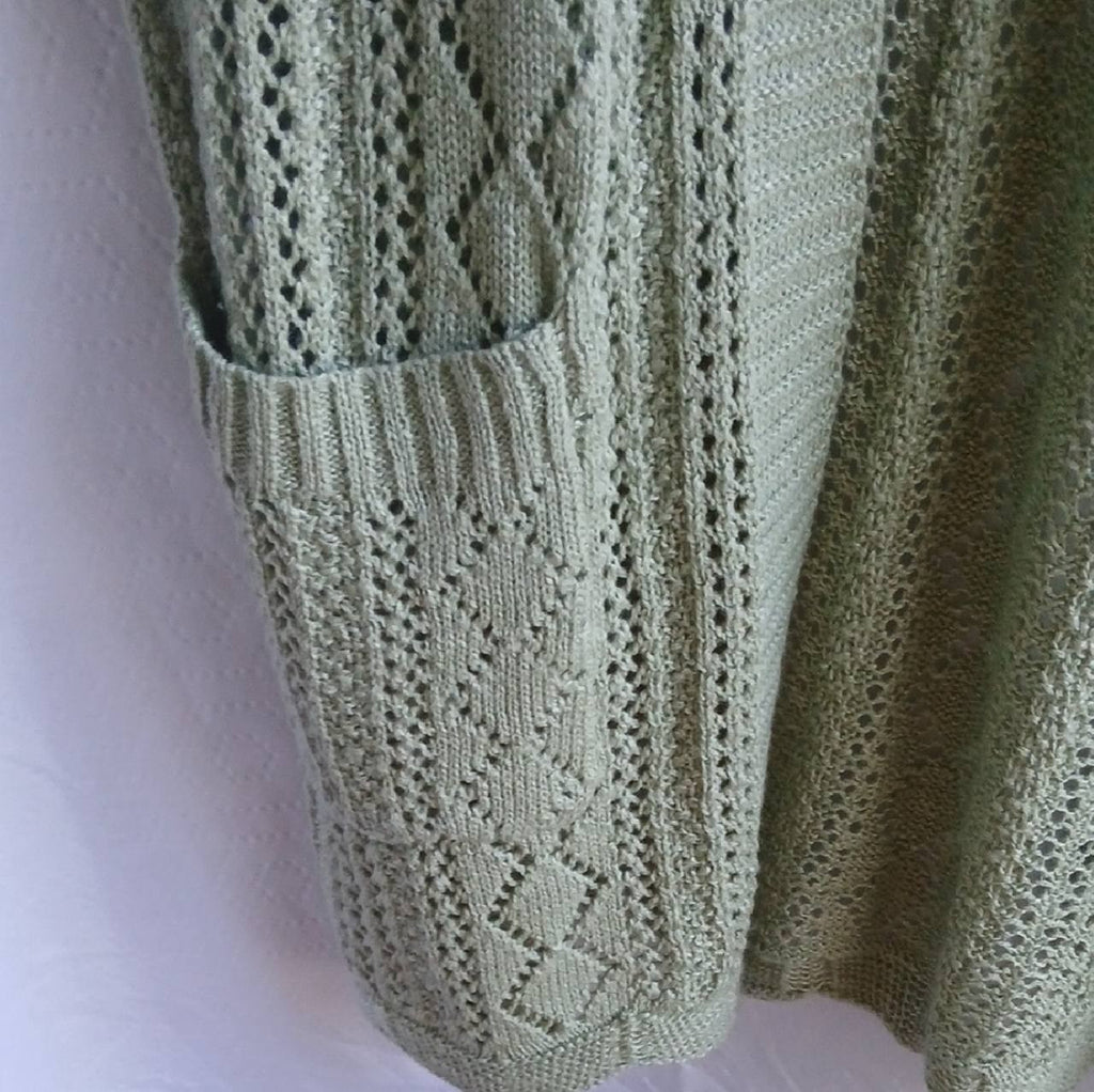 Hippie Rose Green Cable Knit Cardigan Open Front XS Women’s NWT - Soft