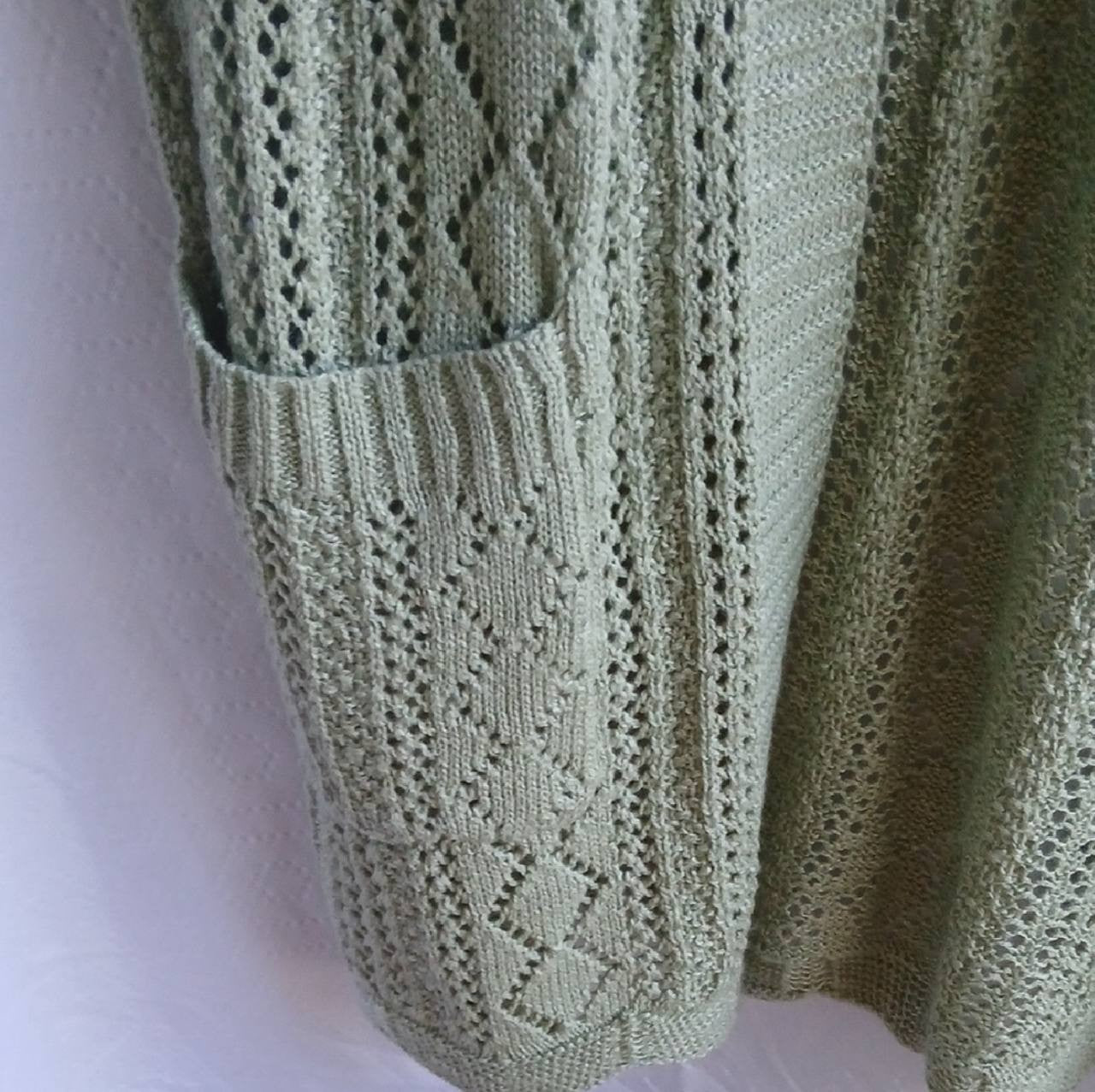 Hippie Rose Green Cable Knit Cardigan Open Front XS Women’s NWT - Soft