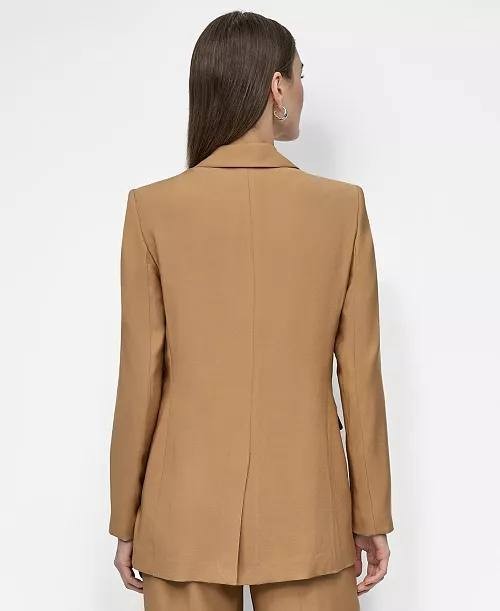 DKNY Blazer 14 Brown Notched Collar One Button Long Sleeve Career Jacket NWT