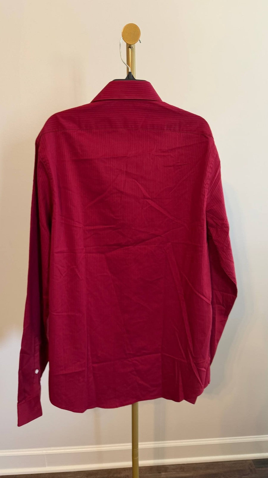 Kenneth Cole Reaction Slim Fit Flex Fabric Wicking Dress Shirt Red Striped NWT