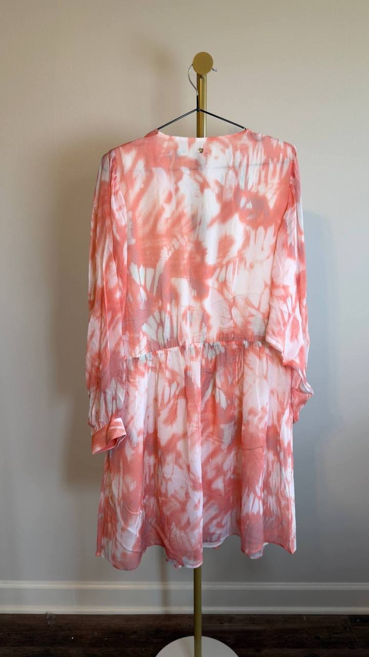 BOSS Print Long Sleeve Faux Wrap Dress Multi 10 NWT $199