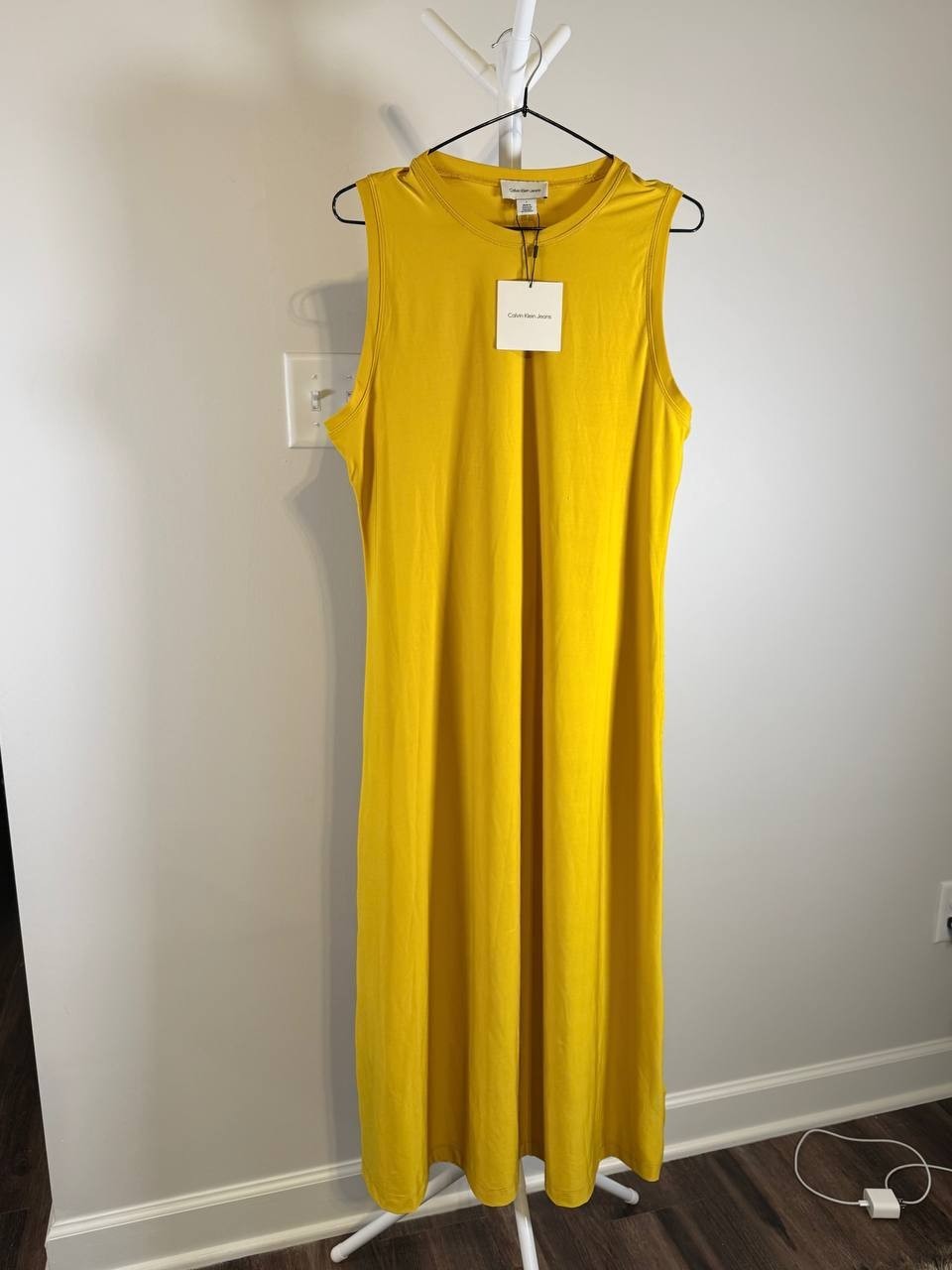 Calvin Klein Lemon Amber Midi Dress – Size L – NWT