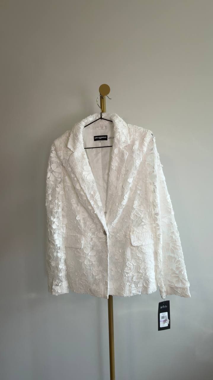 Karl Lagerfeld Paris Lace Blazer Soft White Size 6 NWT $199
