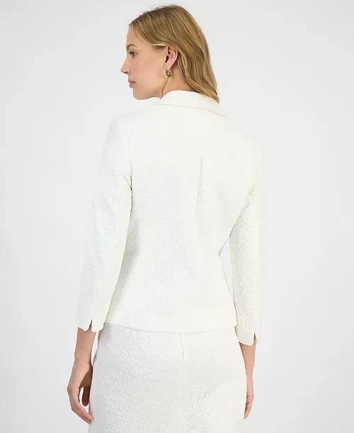 Kasper Women’s Bonded‑Lace Shawl‑Collar Blazer Lily White 10P $149 NWT
