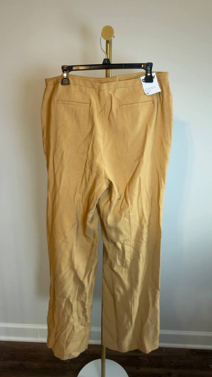 DKNY Plus Sueded Canvas High‑Rise Pants Beige 12 NWT $99