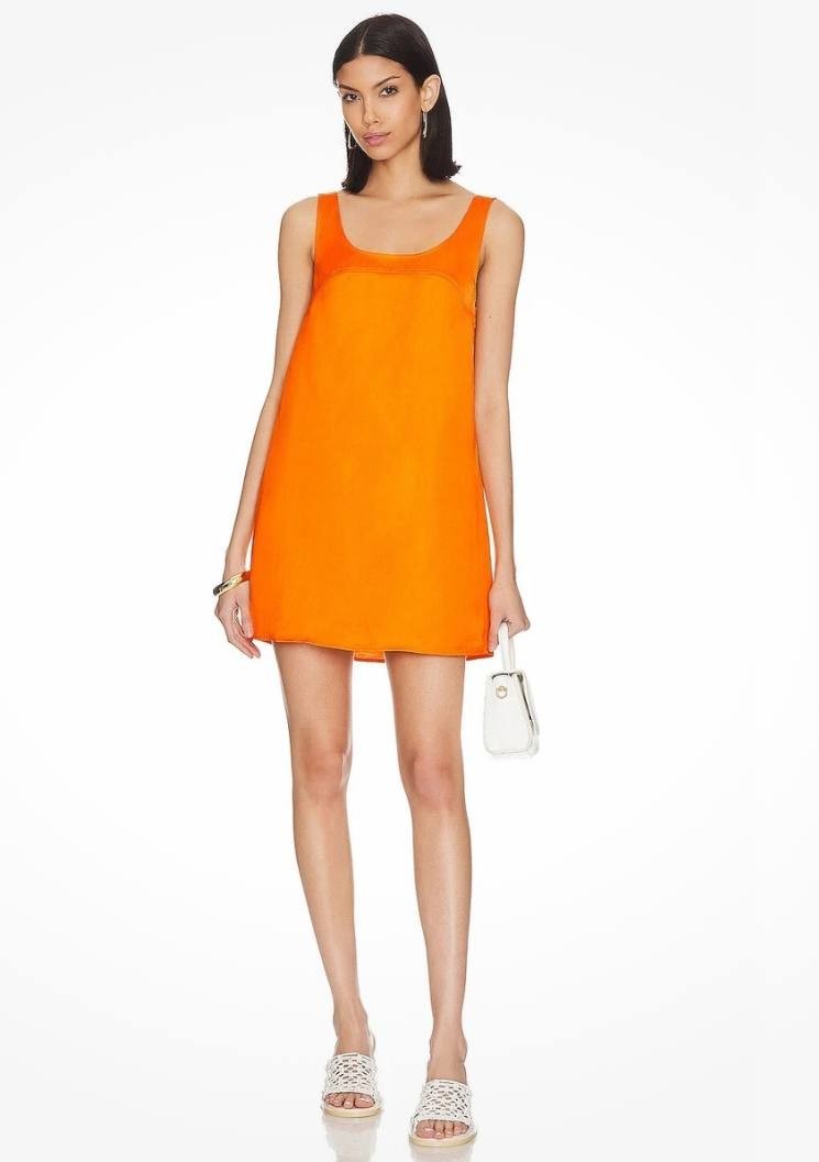 FRAME Micro Flare Dress Orange Nectarine Size XL NWT $458 – Satin Chic