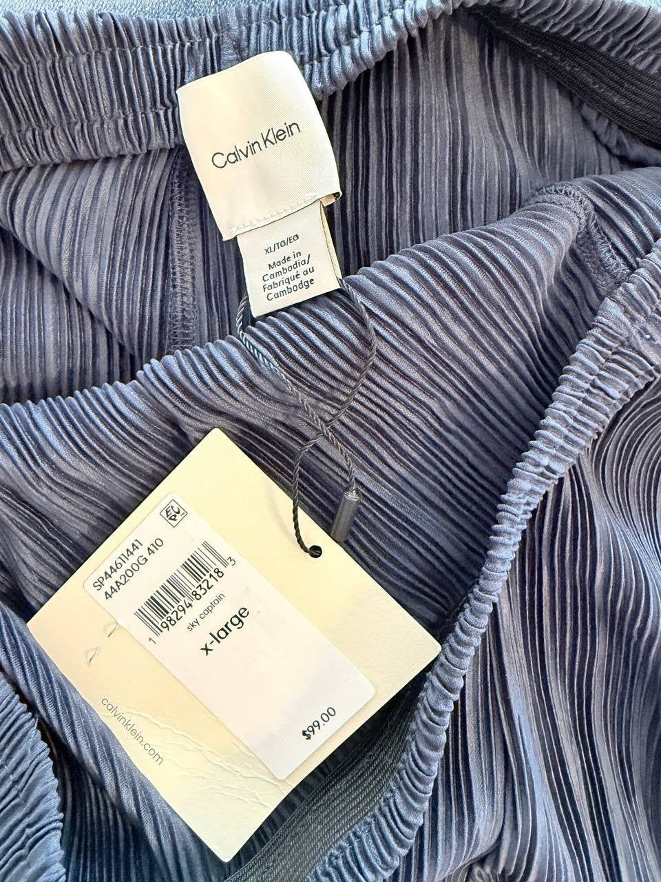 Calvin Klein Plissé Pull‑On Pants – Blue – Size XL – NWT – $49