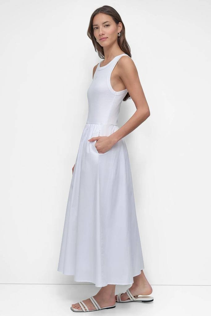 DKNY JEANS Mixed‑Media Midi Tank Dress – Size L – NWT – $129