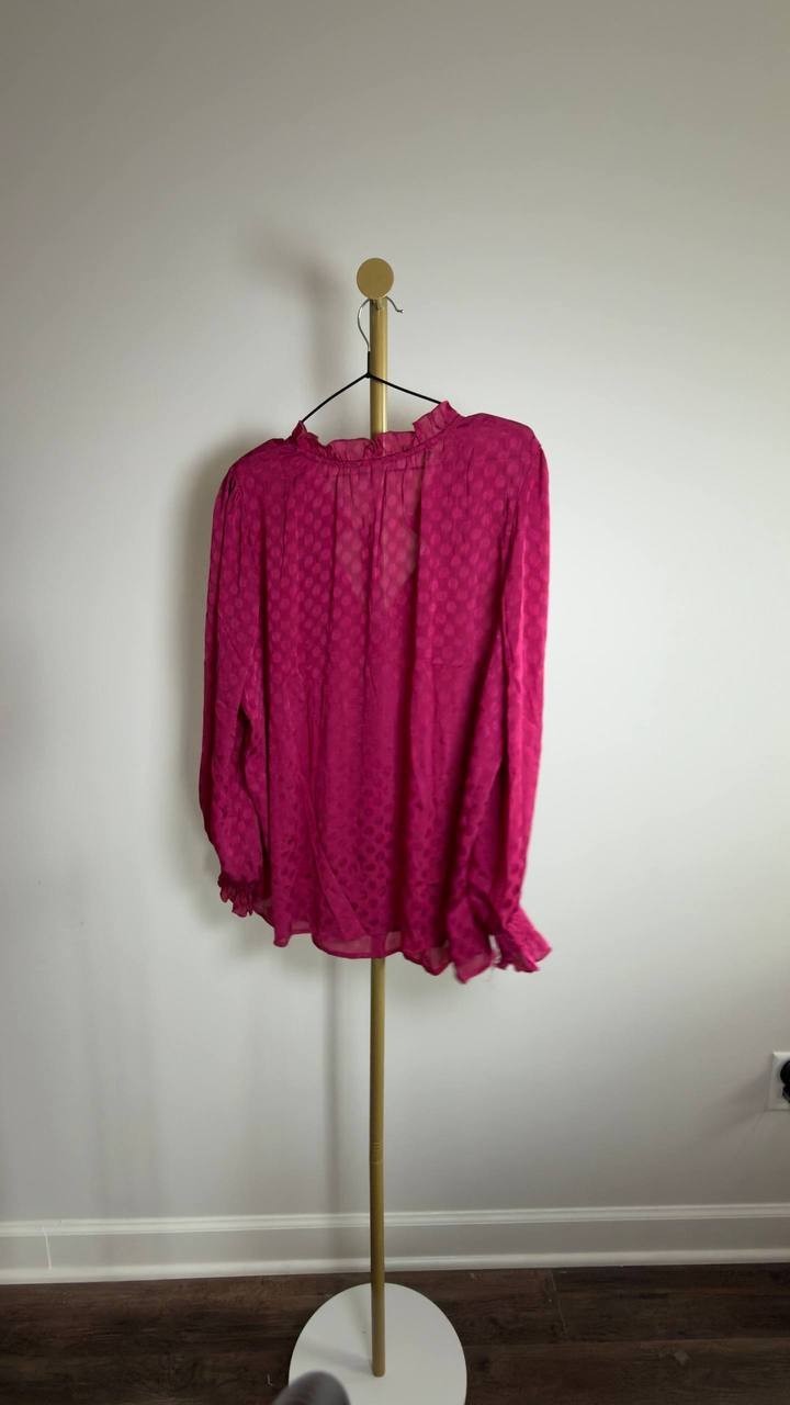 NY Collection Plus Size Long Sleeve Smocked Cuff Blouse Purple 1X NWT $44.95